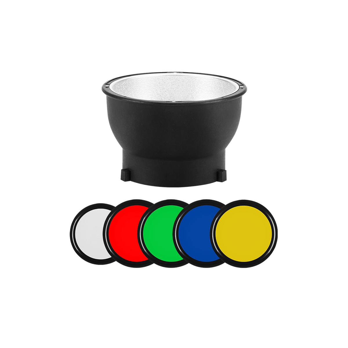 Studioblitz Reflektor mit 5 Magnet-Farbfolien 14 cm Jinbei